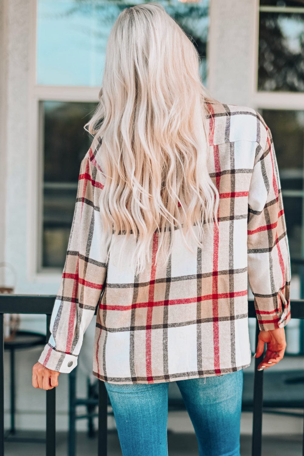 Loose Plaid Flannel Wool Lapel Coat