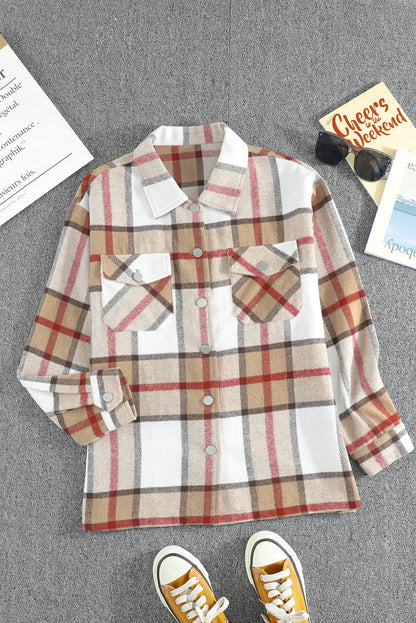 Loose Plaid Flannel Wool Lapel Coat