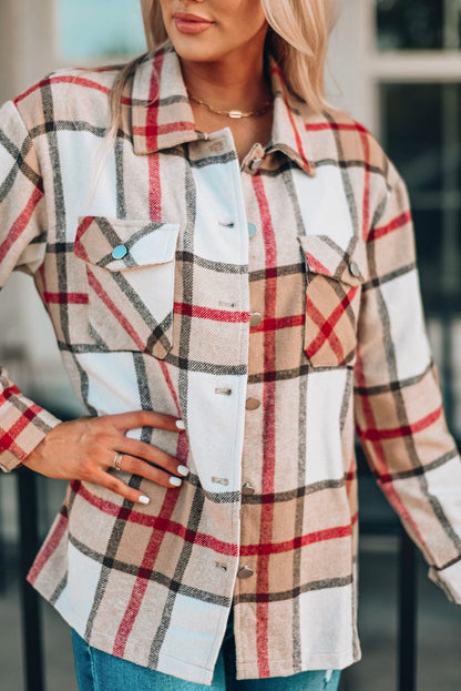 Loose Plaid Flannel Wool Lapel Coat