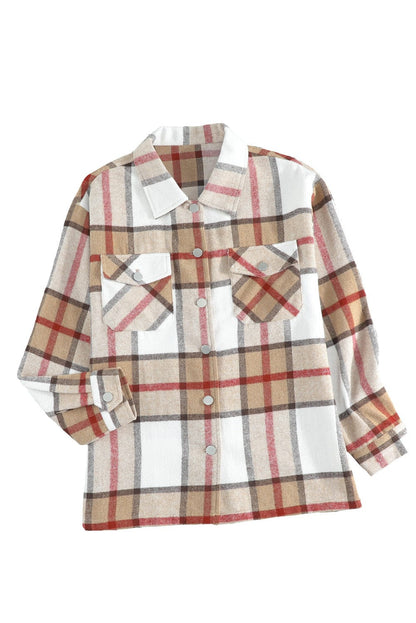 Loose Plaid Flannel Wool Lapel Coat