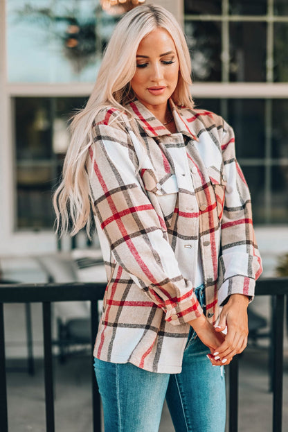 Loose Plaid Flannel Wool Lapel Coat