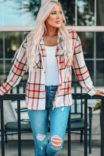 Loose Plaid Flannel Wool Lapel Coat