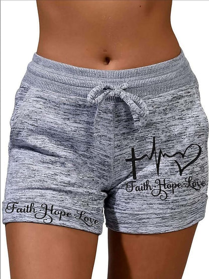 Women's Shorts Cotton Blend Black Grey Fashion Casual Weekend Side Pockets Short Comfort Letter S M L XL 2XL - LuckyFash™