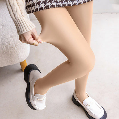 Women's Skin Color Leggings Tights Pantyhose Hosiery Fleece lined Nude Coffee Black High Waist Fashion Casual Daily High Elasticity Full Length Tummy Control Solid Colored One-Size / Skinny