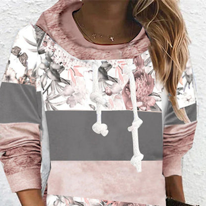 Women‘s Hoodie Dress Winter Dress Blue Purple Pink Long Sleeve Floral Print Winter Fall Hooded Vacation Casual Fall Dress 2022 S M L XL XXL 3XL