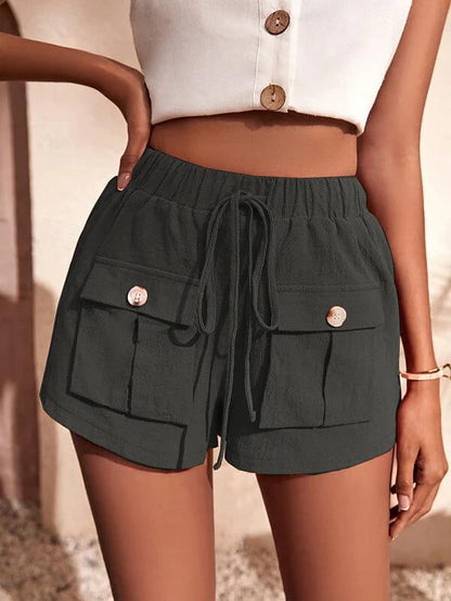 Women's Shorts Polyester Plain Black Army Green Casual Daily Short Going out Weekend Summer