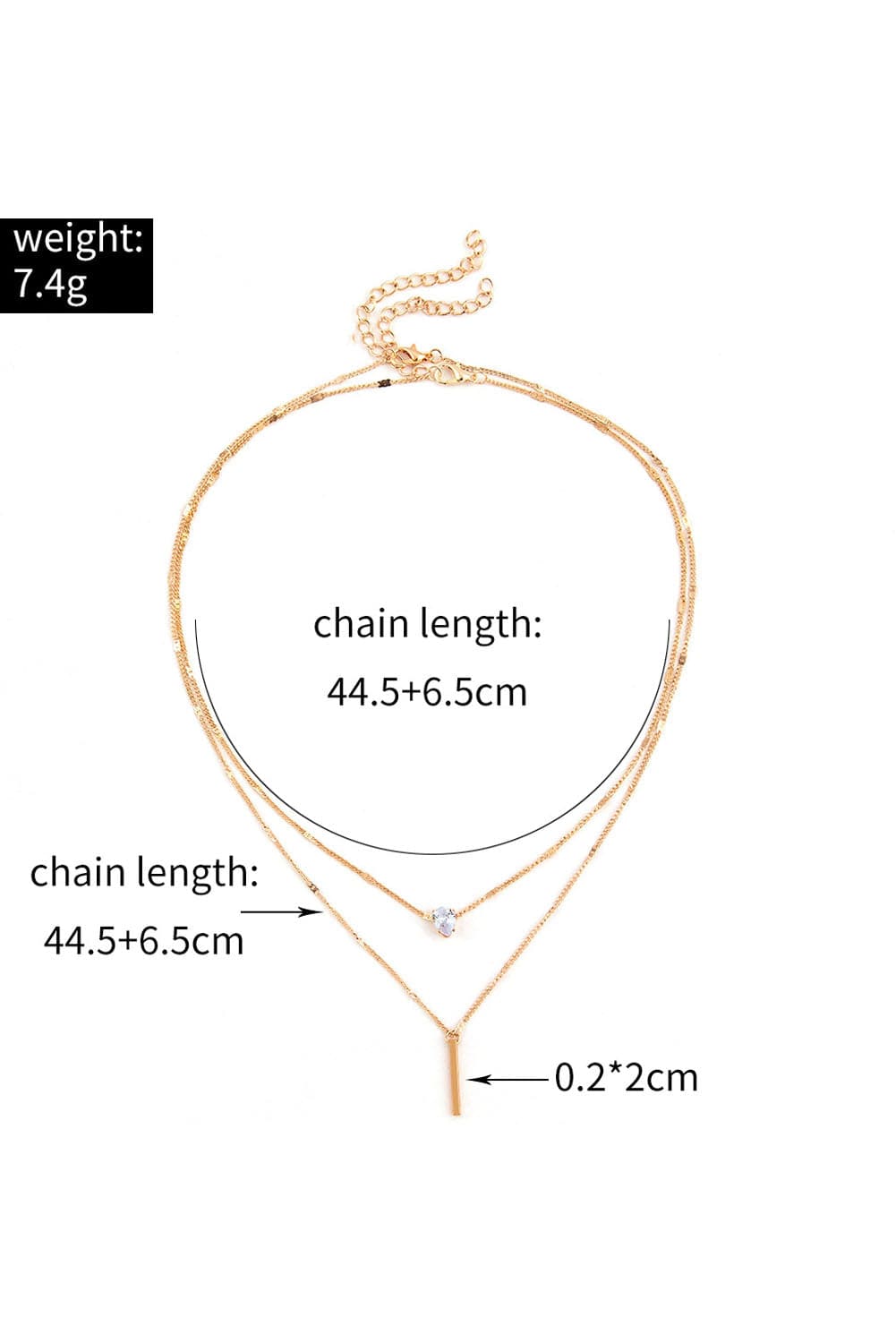 Luxurious Double-Layered Gold Rhinestone Pendant Necklace