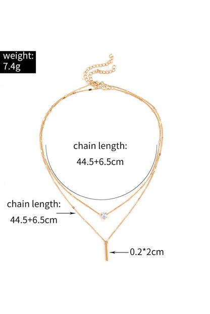 Luxurious Double-Layered Gold Rhinestone Pendant Necklace