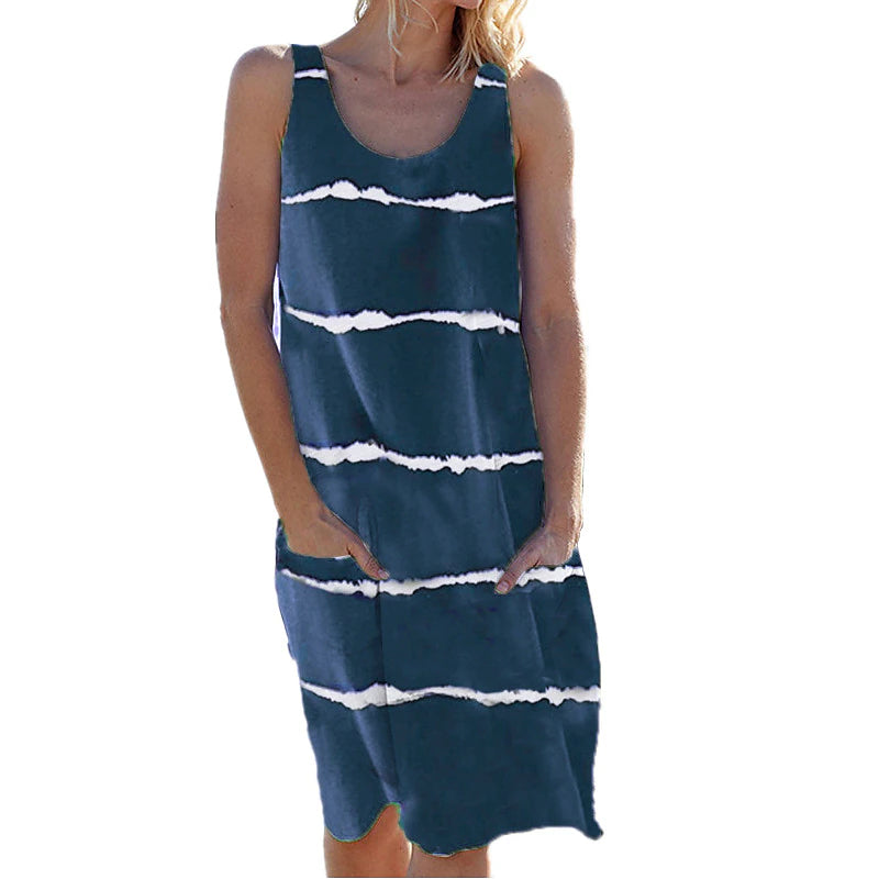 Women's Shift Dress Midi Dress Black White Wine Sleeveless Striped Summer Spring Casual 2023 S M L XL XXL 3XL 4XL 5XL