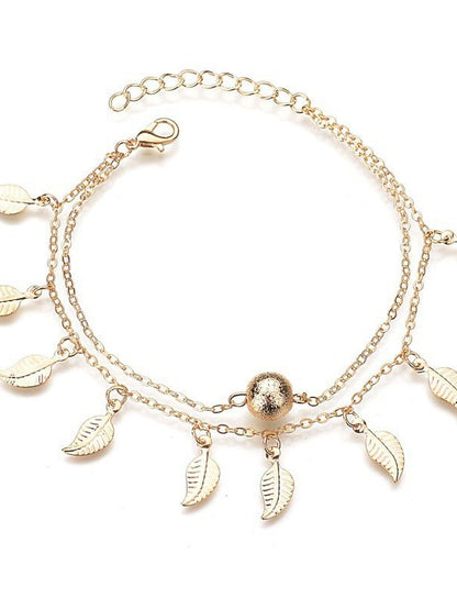 Ankle Bracelet Cute Stylish Women's Body Jewelry For Holiday Beach Classic Alloy Ginkgo Silver Gold 1PC - LuckyFash™