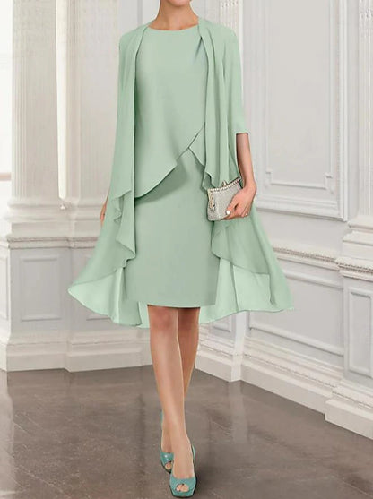 Women's Sheath Dress Plain Dress Elegant Dress Midi Dress Draped Tiered Elegant Crew Neck Sleeveless Green Color