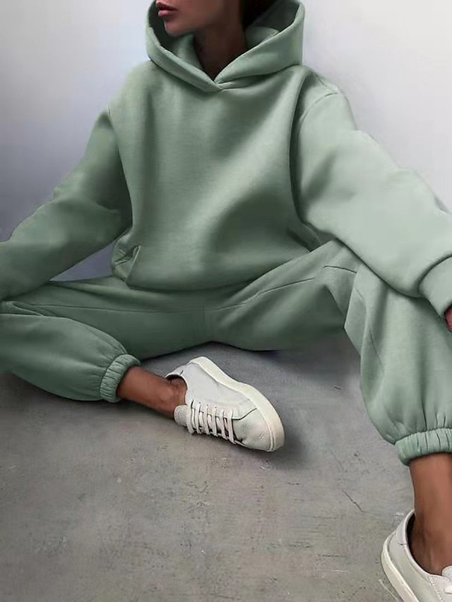 Women's Tracksuit Sweatsuit 2 Piece Street Winter Long Sleeve Fleece Thermal Warm Breathable Soft Fitness Running Jogging Sportswear Activewear Camel Almond Light Brown - LuckyFash™