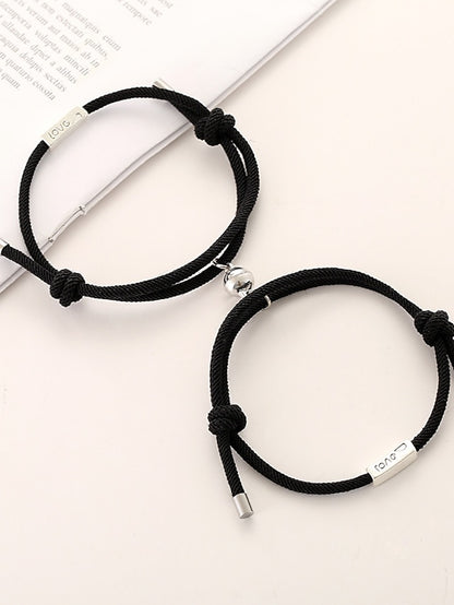 1 Pair Couple's Bracelet Magnetic Adjustable Romantic Series Love Simple Rope Bracelet Jewelry Milan For Gift - LuckyFash™