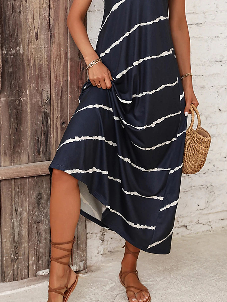 Women's Slip Dress Print Strap Midi Dress Daily Date Sleeveless Summer Spring