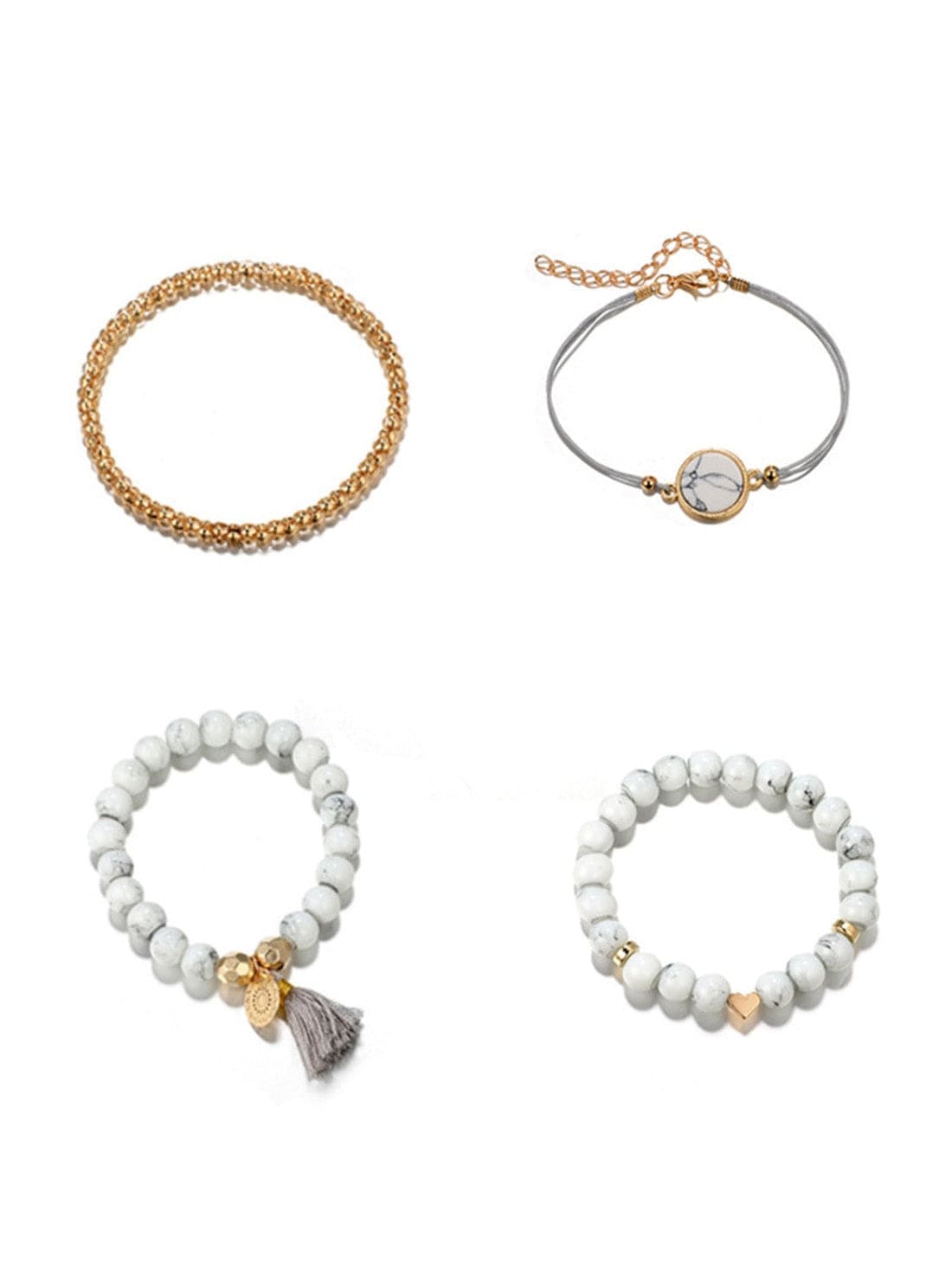 Marble Gray Beaded Bracelet Collection