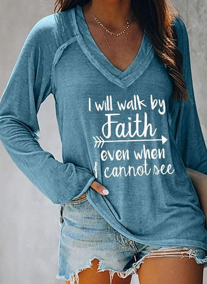 Women's T shirt Tee Text Valentine's Day Daily Weekend Print White Long Sleeve Basic V Neck Fall & Winter