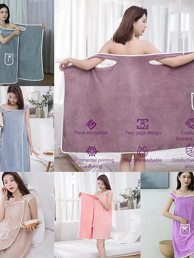 MicroFiber Wearable Bath Towel Dress Super Absorbent Home Wear Bath Skirt Bath Towel Ladies Water-Absorbent Soft Thick Wrapped Bathrobe Quick-dry - LuckyFash™