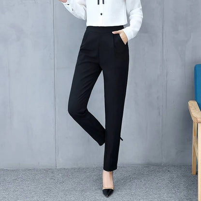 Women‘s Dress Work Pants Chinos Pants Trousers Ankle-Length Micro-elastic Mid Waist Fashion Daily Black Army Green M L