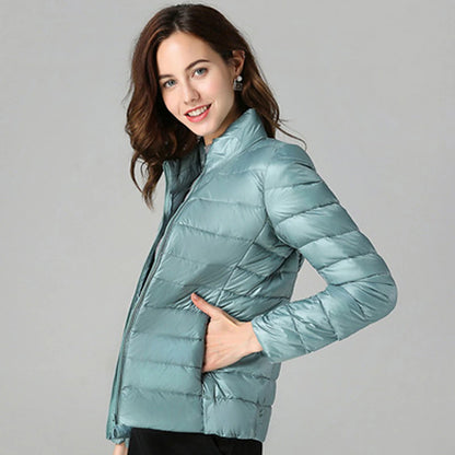 Women's Puffer Jacket Hiking Down Jacket Hiking Windbreaker Winter Outdoor Thermal Warm Packable Waterproof Windproof Jacket Top Full Length Visible Zipper Ski / Snowboard Fishing Traveling Lake blue