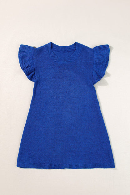 Midnight Blue Ruffle Sleeve Knit Top