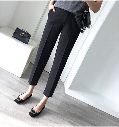 Women‘s Dress Work Pants Chinos Slacks Ankle-Length Pocket Mid Waist Formal Work Daily Black 1# Black S M Summer Spring &  Fall