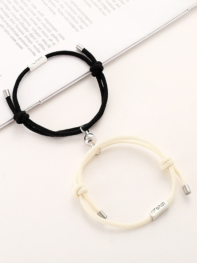 1 Pair Couple's Bracelet Magnetic Adjustable Romantic Series Love Simple Rope Bracelet Jewelry Milan For Gift - LuckyFash™