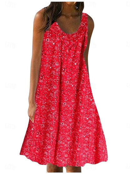 Women's Sundress Tank Dress Floral Print U Neck Midi Dress Daily Vacation Sleeveless Summer