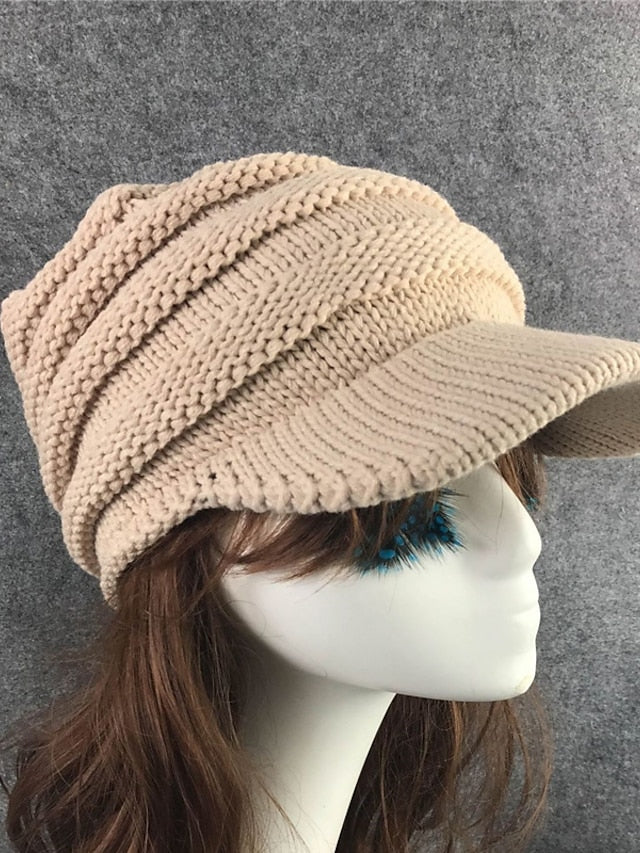 Women's Hat Beanie / Slouchy Black Beige Coffee Outdoor Home Street Knitted Pure Color Portable Windproof Comfort - LuckyFash™