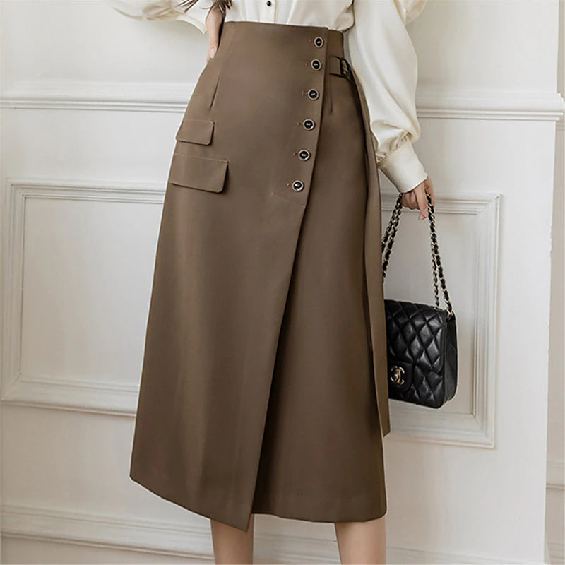 Women's Skirt Pencil Work Skirts Long Skirt Midi Skirts Patchwork Solid Colored Office / Career Daily Spring &  Fall Polyester Elegant Summer Black Brown