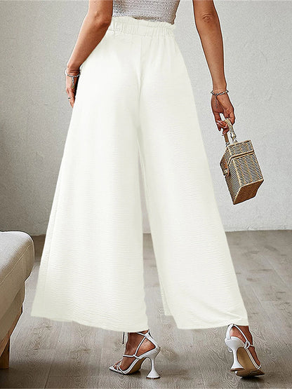 Women's Wide Leg Polyester Plain rice white Robin's Egg Blue Fashion High Waist Full Length Street Daily Fall Winter