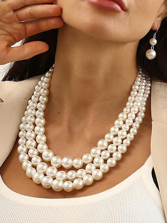 Women's necklace Chic & Modern Party Pure Color Jewelry Sets / Imitation Pearl / White / Red / Purple / Fall - LuckyFash™