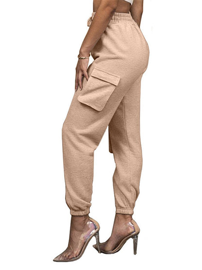 Women‘s Cargo Khaki Pants Trousers Full Length Cotton Micro-elastic High Waist Fashion Streetwear Street Daily Apple Green Black S M Fall Winter