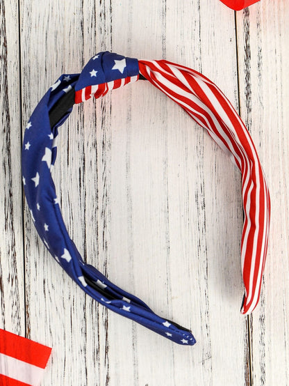 Multicolor American Flag Bow Knot Wide Headband