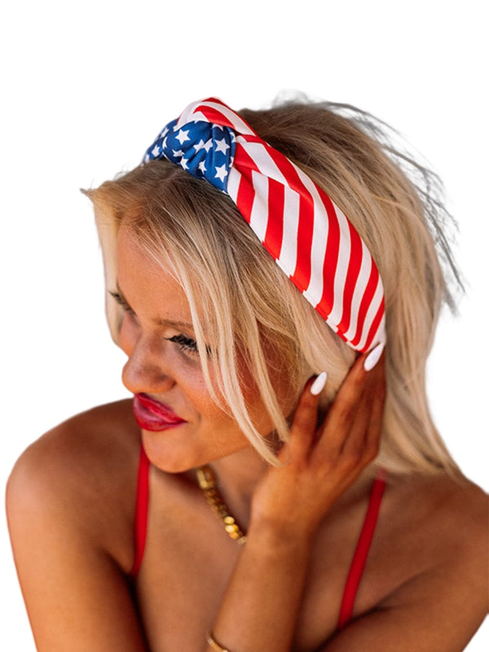 Multicolor American Flag Bow Knot Wide Headband