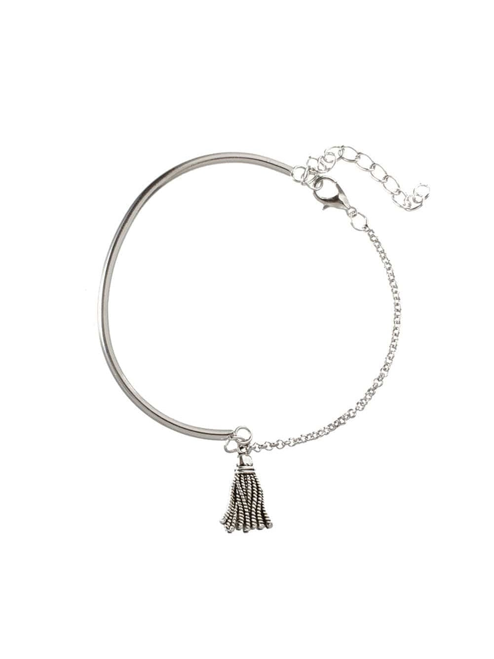 Multilayer Chain Disc Tassel Pendant Silvery Bracelet Set