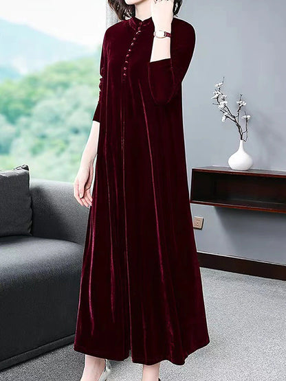 Women's Velvet Dress Prom Dress Party Dress Velvet Crew Neck Long Sleeve Vacation Black Wine Winter