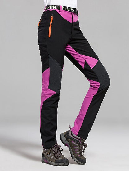 Women's Hiking Pants Trousers Fleece Lined Pants Softshell Pants Winter Outdoor Waterproof Windproof Thermal Warm Elastic Waist Fashion Bottoms Blue Red Skiing Camping Ski / Snowboard - LuckyFash™