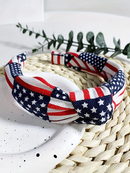 Navy Blue Flag Day Knotted Headband