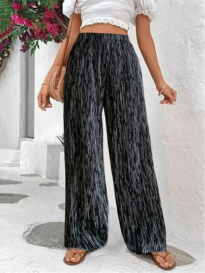 Women's Wide Leg Baggy Wide Leg Full Length Wide Leg Baggy Micro-elastic High Waist Casual Daily Casual Daily Wear Apricot Black S M Spring & Summer