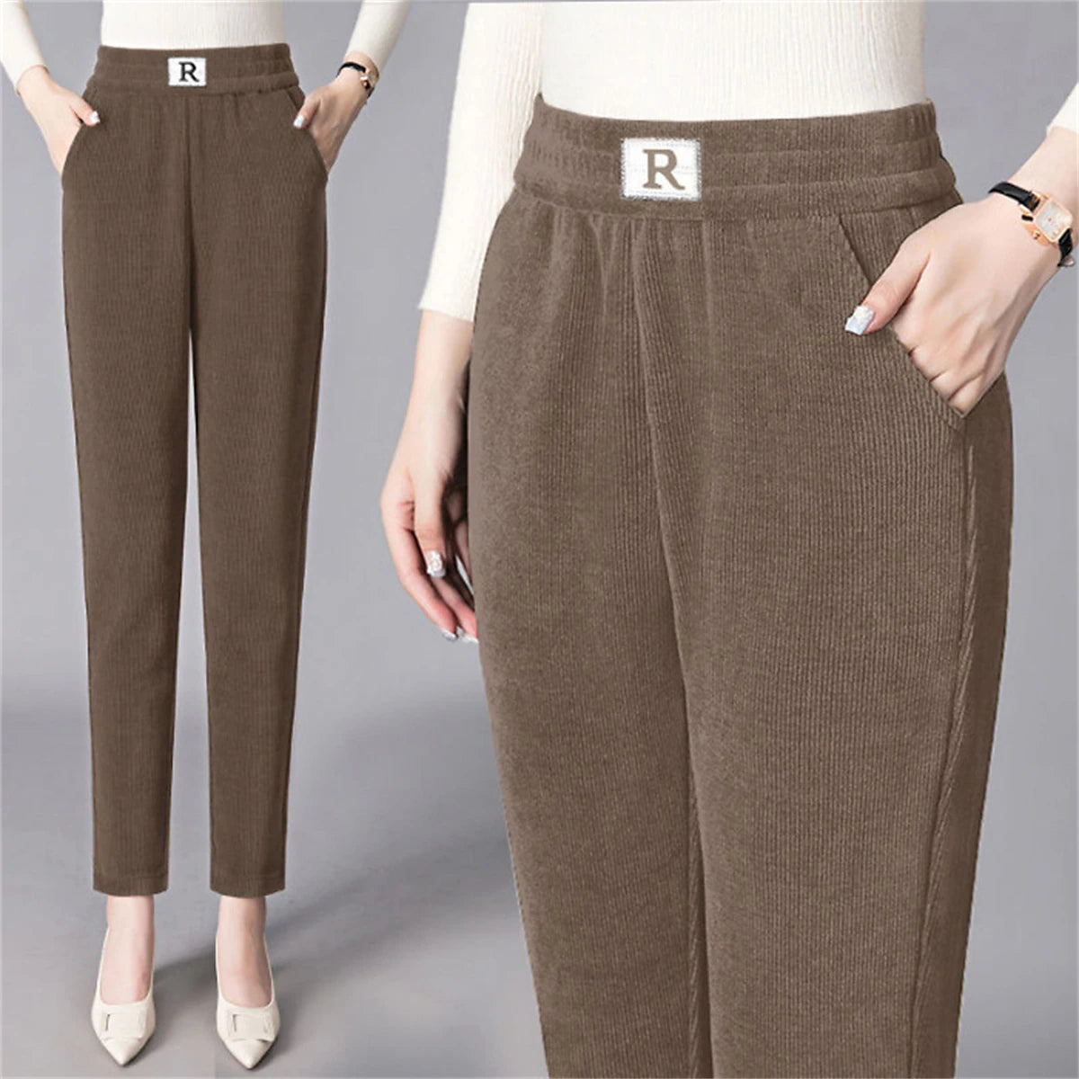 Women‘s Skinny Corduroy Dress Pants Trousers Full Length Fashion Streetwear Outdoor Street Black Brown M L Fall Winter