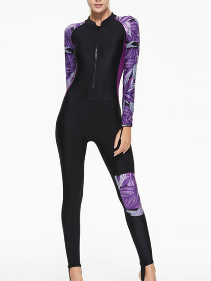 SBART Women's Rash Guard Dive Skin Suit Bathing Suit Swimsuit UV Sun Protection UPF50+ Breathable Long Sleeve Full Body Front Zip - Swimming Diving Surfing Snorkeling Patchwork Summer / Quick Dry - LuckyFash™
