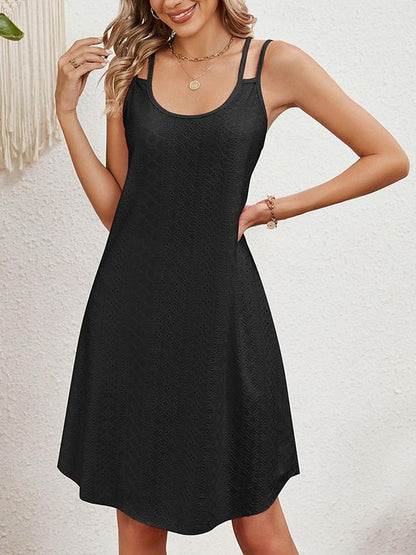 Women's White Dress Casual Dress Summer Dress Mini Dress Eyelet Date Vacation Streetwear Basic Spaghetti Strap Sleeveless Black White Pink Color