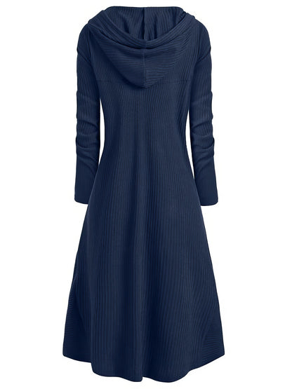 Maxi Dresses - Night Knight Pullover Hooded Coat Dress - MsDressly