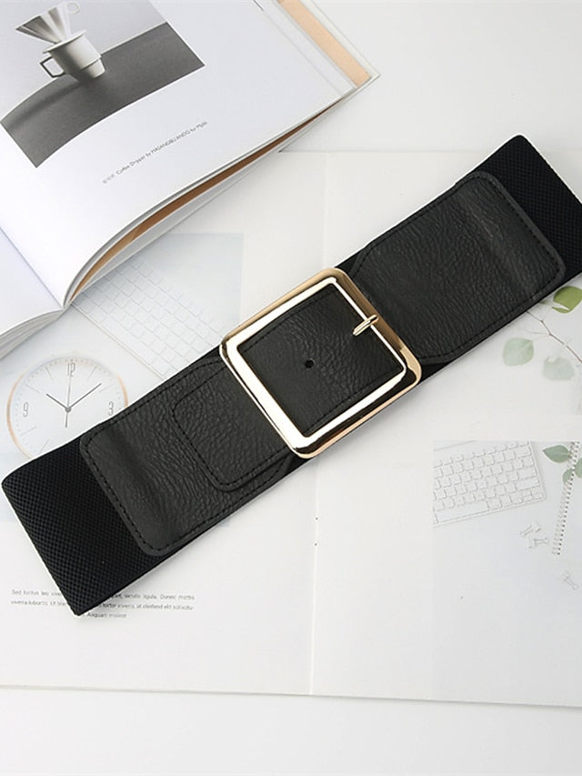 Women's Belt PU Black Gold Wide Belt Dailywear Business Daily Date Pure Color / Spring / Summer / Fall / Winter - LuckyFash™