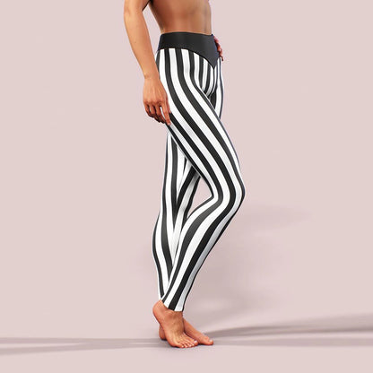 Women's Tights Normal Polyester Stripe Black Casual / Sporty Mid Waist Ankle-Length Yoga Weekend Summer Spring &  Fall