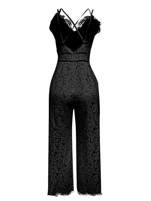 Womenâ€˜s Casual Party Street Holiday Deep V 2023 White Black Wine Jumpsuit Solid Color Zipper - LuckyFash™