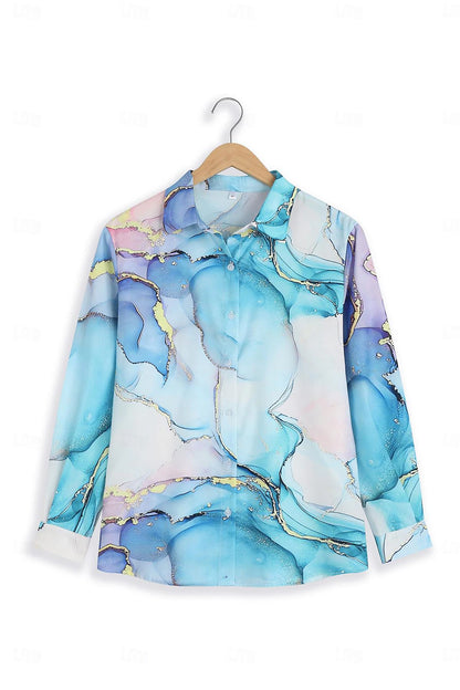 Women's Shirt Blouse Graphic Abstract Casual Button Print Pink Long Sleeve Elegant Fashion Daily Shirt Collar Fall & Winter