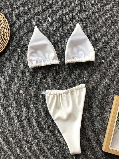 Thong Bikini Clear Straps Cheeky Brazilian Micro Thongs Bikinis Swimsuit for Women Sexy No Tan Line Bathing Suit - LuckyFash™