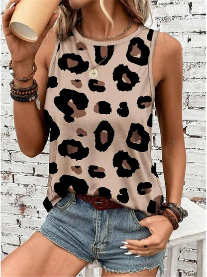 Women's Tank Top Vest Leopard Casual Print Pink Sleeveless Fashion Streetwear Crew Neck Summer