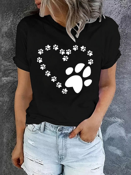 Women's T shirt Tee Burgundy Tee 100% Cotton Graphic Dog Letter Daily Holiday Weekend Print Black Short Sleeve Basic Round Neck